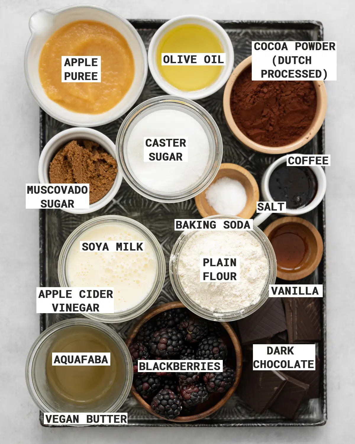 ingredients for vegan Halloween cupcakes.