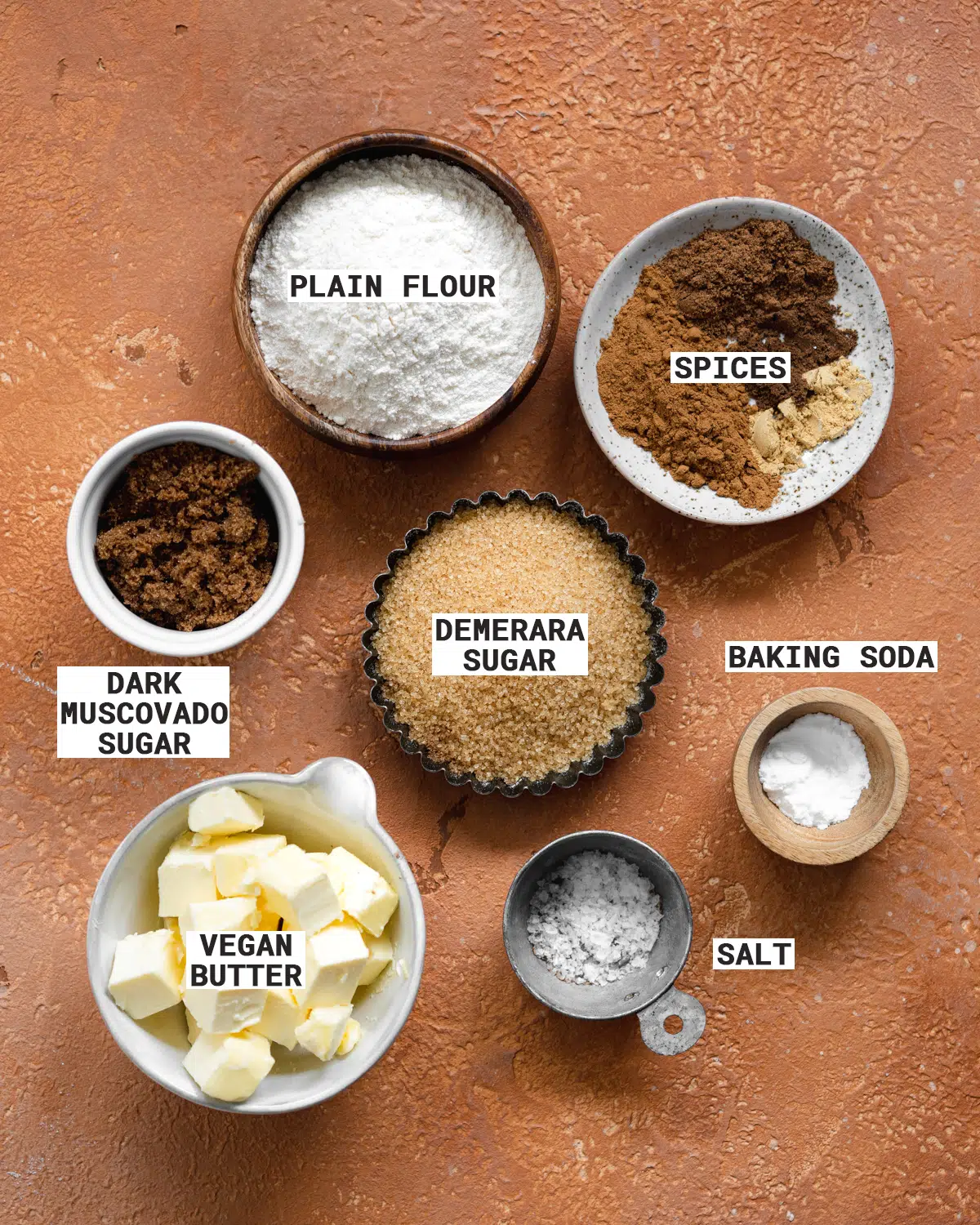 ingredients to make homemade biscoff cookies.