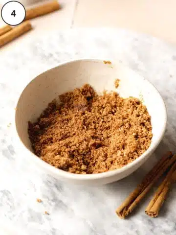 Cinnamon sugar mixture in a bowl after mixing together.