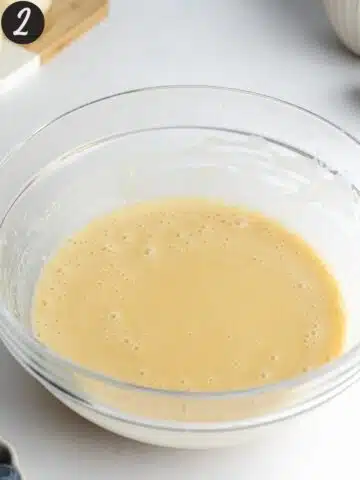 wet ingredients with vegan buttermilk whisked in a large mixing bowl.